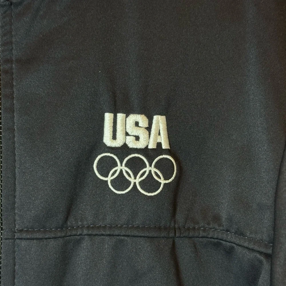 USA Olympic Committee Track Jacket L Black Early 90s Vintage Athleisure